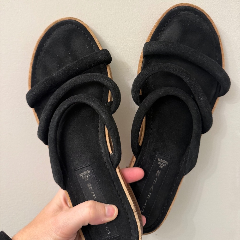 Black strappy flat sandals